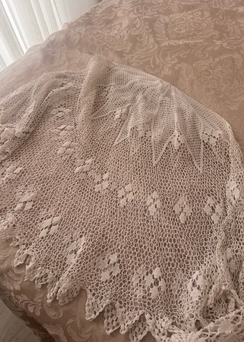 Beyaz El Örgüsü Bohem Dantel Şal 2 adet - Görsel 6