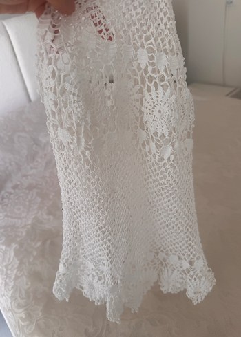 Beyaz El Örgüsü Bohem Dantel Şal 2 adet - Görsel 4