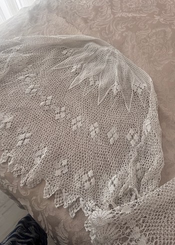 Beyaz El Örgüsü Bohem Dantel Şal 2 adet - Görsel 3