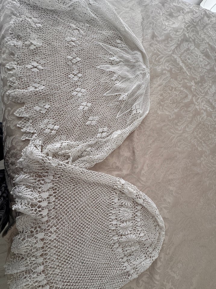 Beyaz El Örgüsü Bohem Dantel Şal 2 adet - Görsel 2