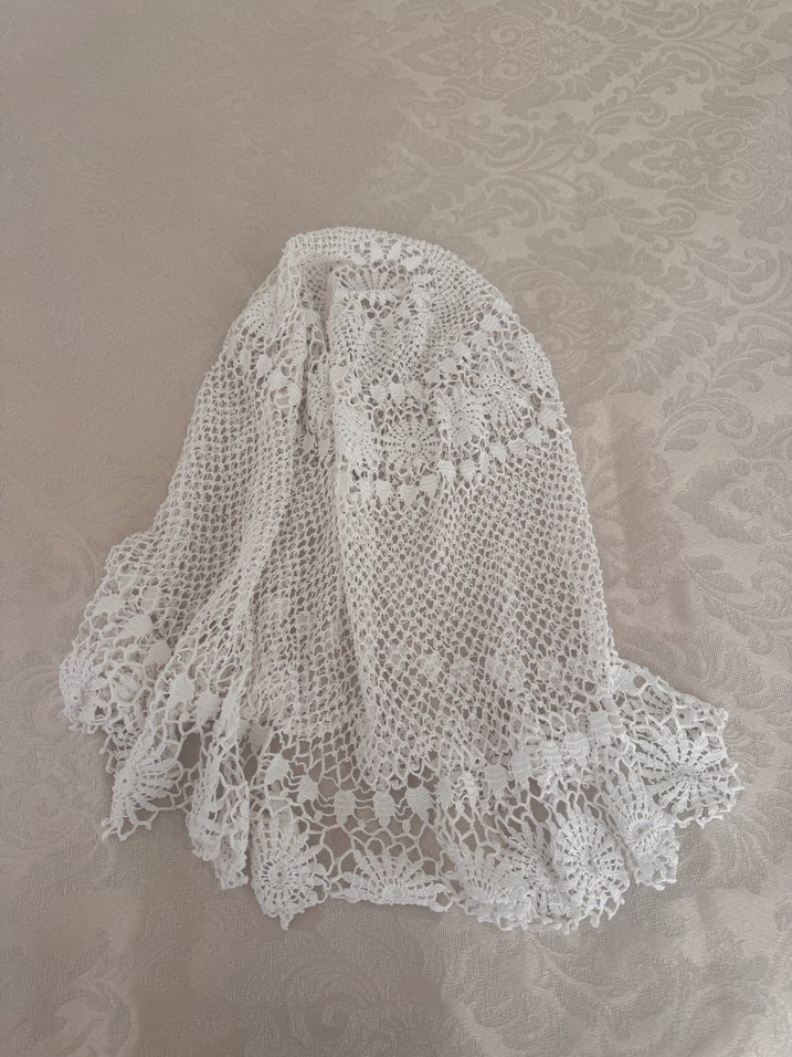 Beyaz El Örgüsü Bohem Dantel Şal 2 adet - Görsel 5