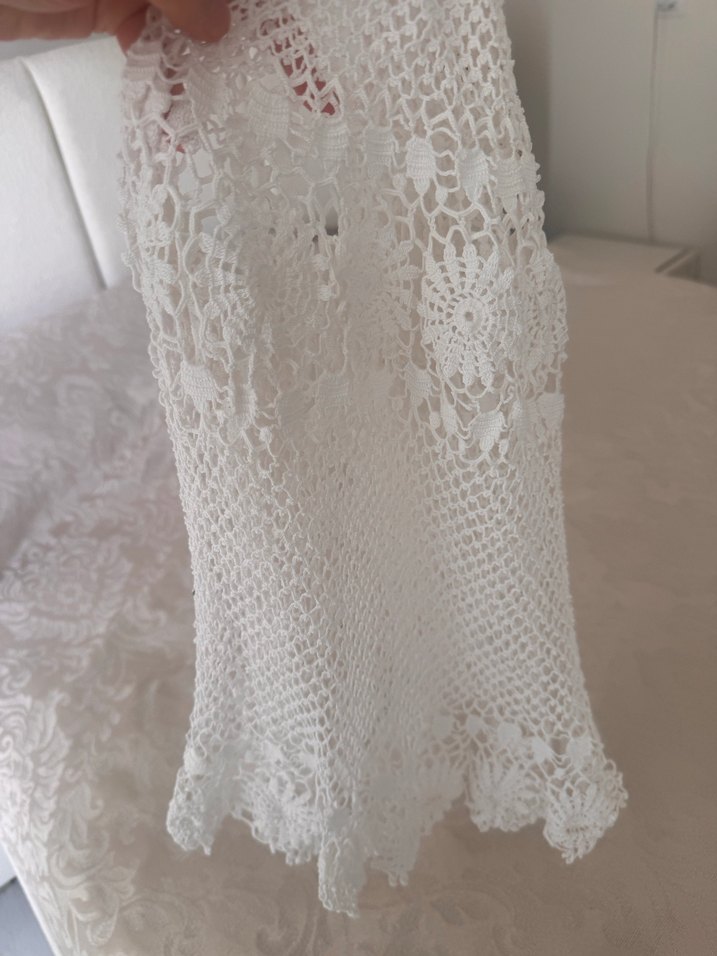Beyaz El Örgüsü Bohem Dantel Şal 2 adet - Görsel 4