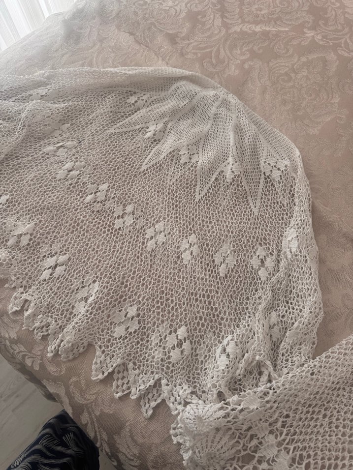 Beyaz El Örgüsü Bohem Dantel Şal 2 adet - Görsel 3