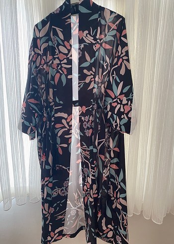 diğer Beden Çiçek Desenli Uzun Bohem Kadın Kimono
