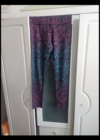 Kadın Mor Siyah Batik Desenli Spor Tayt - Görsel 3