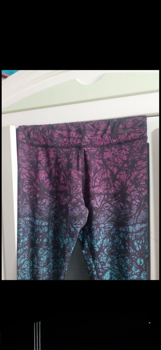 Kadın Mor Siyah Batik Desenli Spor Tayt - Görsel 2