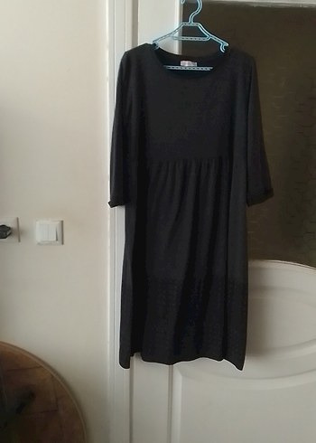 Siyah Midi Hamile Elbisesi, Kısa Kollu, Salaş - Görsel 5