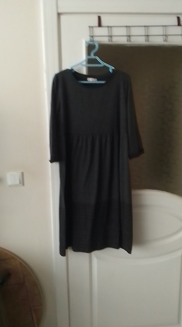 Siyah Midi Hamile Elbisesi, Kısa Kollu, Salaş - Görsel 2