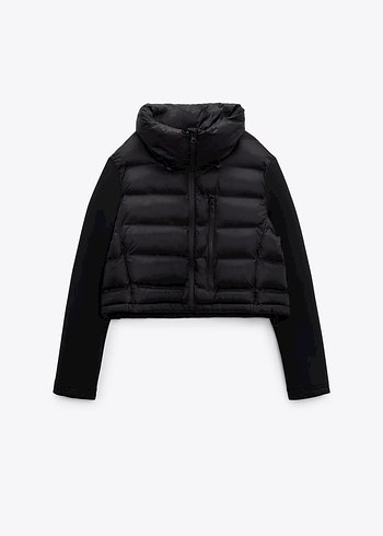 Zara Siyah Kısa şişme mont