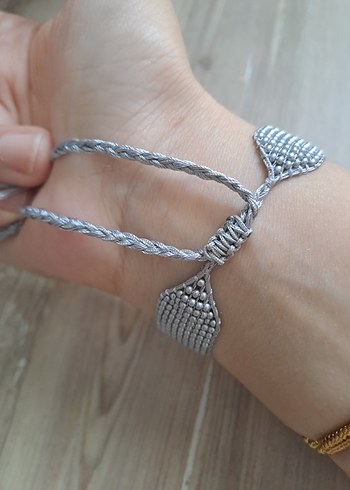 Beden gri Renk gümüş dokuma bileklik