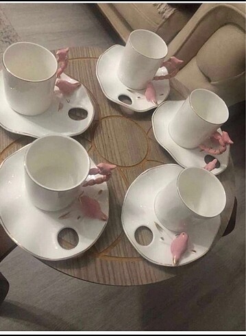 5 adet kuşlu fincan takımı - Görsel 5