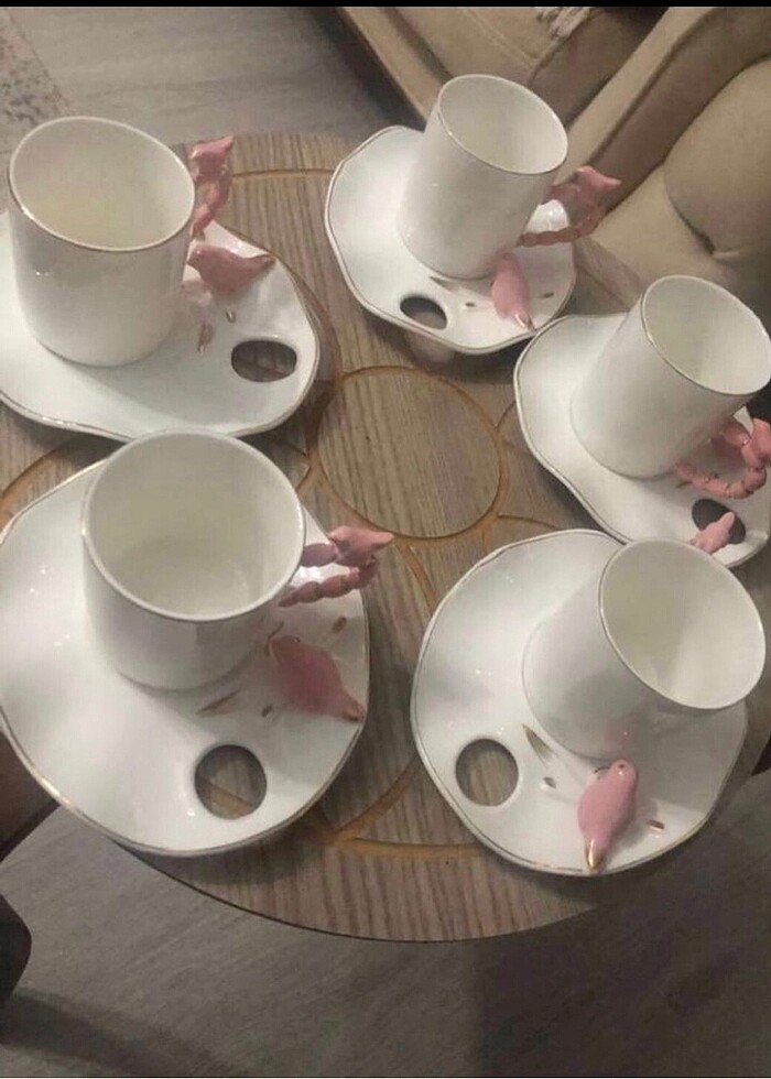 5 adet kuşlu fincan takımı - Görsel 2