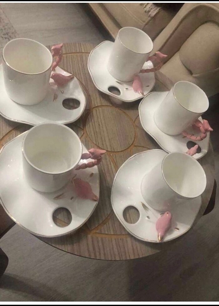 5 adet kuşlu fincan takımı - Görsel 5