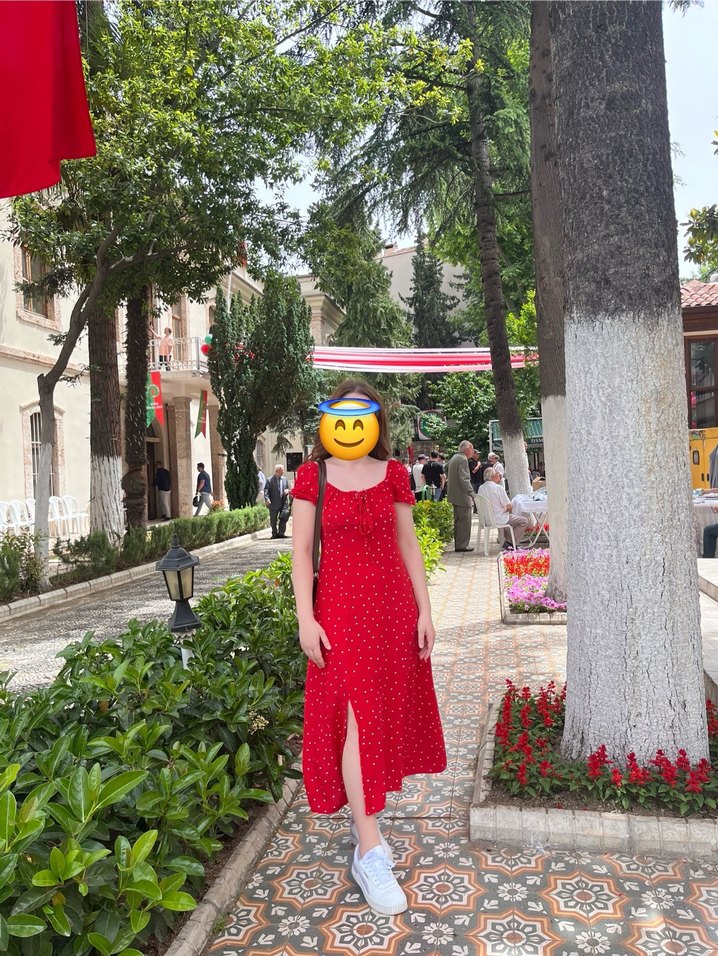 Kırmızı Puantiyeli  Elbise - Görsel 2