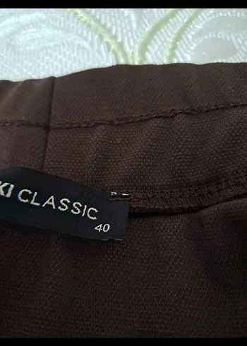 40 Beden Kadın Kahverengi Pilili Kumaş Pantolon