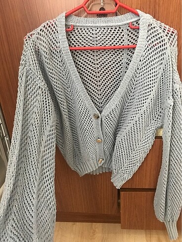 Bebe Mavisi Giyilmemiş Crop Triko Hırka