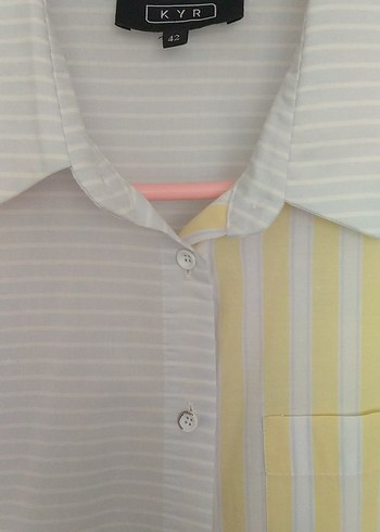 Çift Renkli Uzun Kollu Kadın Gömlek - Görsel 3