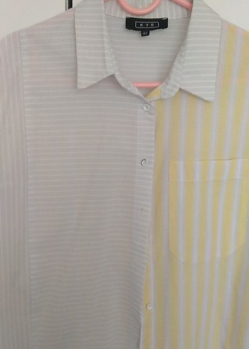 Çift Renkli Uzun Kollu Kadın Gömlek - Görsel 2