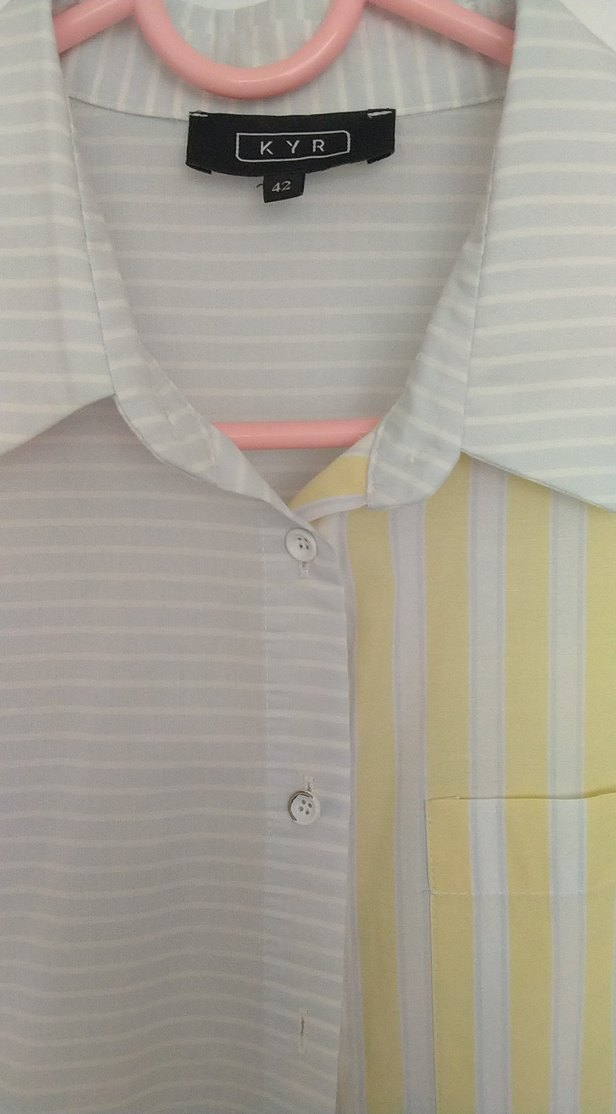 Çift Renkli Uzun Kollu Kadın Gömlek - Görsel 3