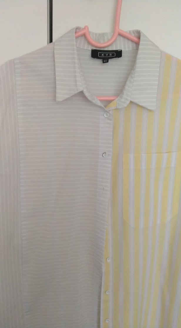 Çift Renkli Uzun Kollu Kadın Gömlek - Görsel 2