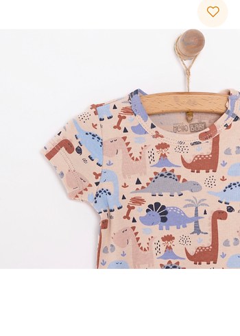 HelloBaby Kısa Kollu Dinozor Desenli Bebek Body