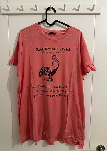 Façonnable Pembe Horoz Baskılı XL Erkek Tişört
