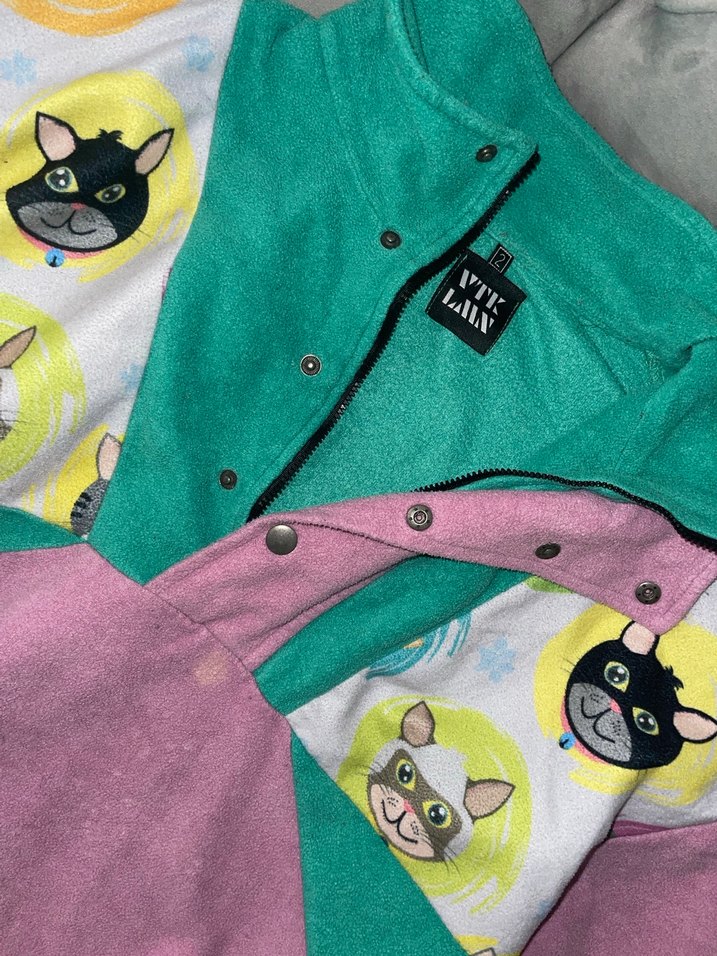 Düğmeli, Baskılı Pastel Renkli Kedi Kıyafeti - Görsel 5