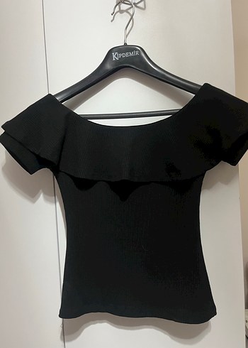 Siyah Fırfırlı Mini Kadın Bluz