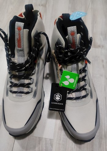 Erkek Beyaz Gri Spor Ayakkabı Velcro Bantlı - Görsel 2