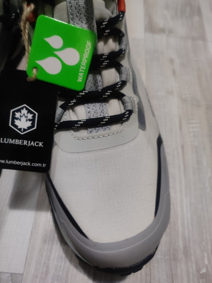 Erkek Beyaz Gri Spor Ayakkabı Velcro Bantlı - Görsel 5