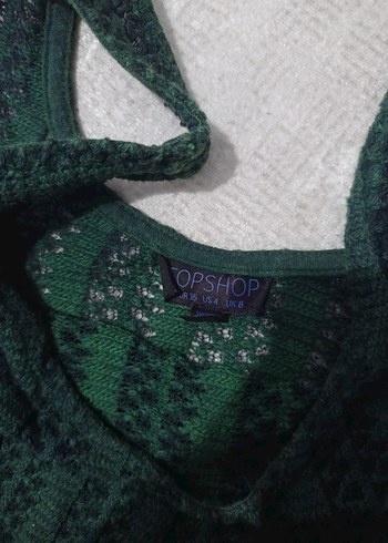 Örgü Desenli Yeşil Askılı Süveter - Görsel 4