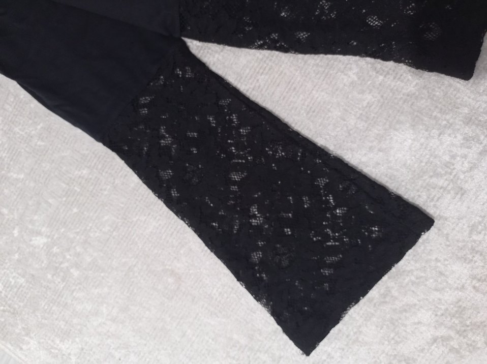 Dantel Detaylı Siyah İspanyol Paça Pantolon - Görsel 2