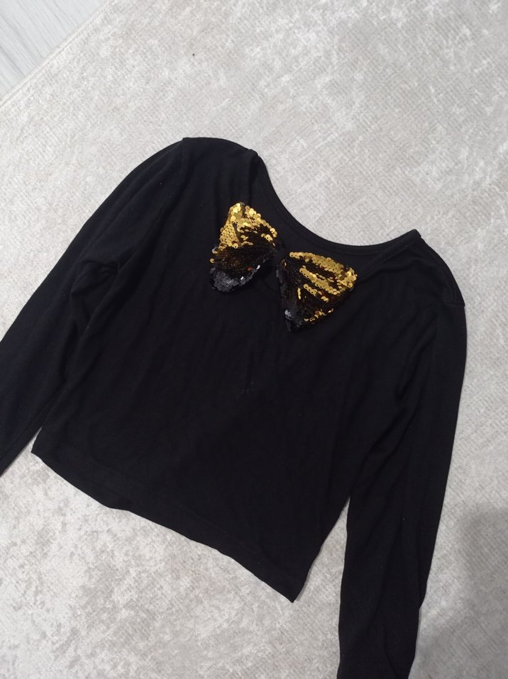 Kız Çocuk Siyah Uzun Kollu üst - Görsel 2