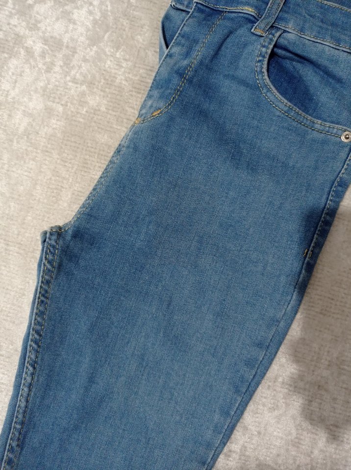 Kadın Mavi Denim ispanyol paça pantolon - Görsel 2