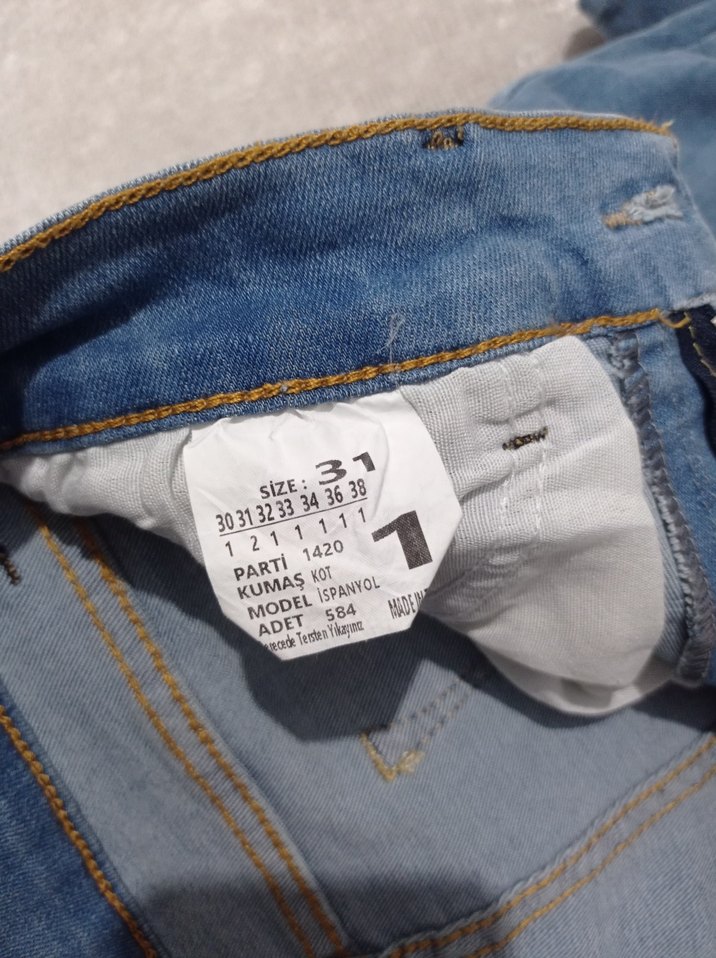 Kadın Mavi Denim ispanyol paça pantolon - Görsel 3