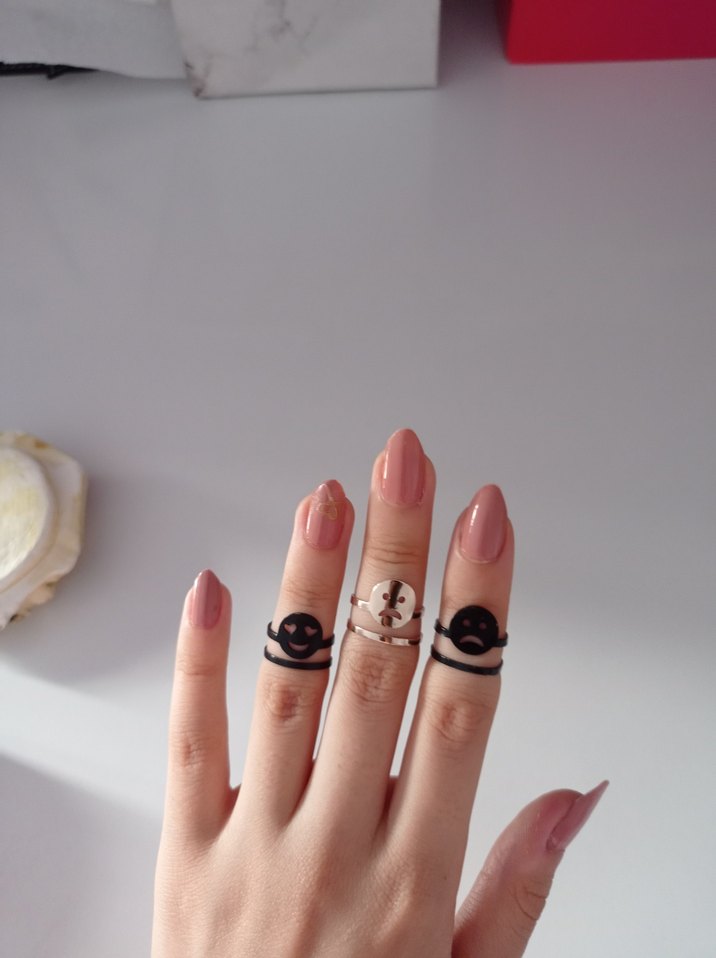 3lü emojili yüzük seti - Görsel 3