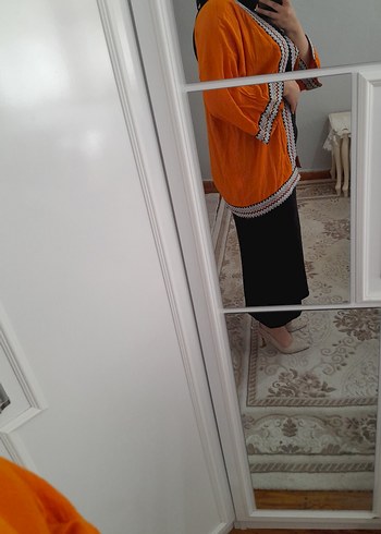 s Beden turuncu Renk Turuncu Baskılı Uzun Kadın Kimono