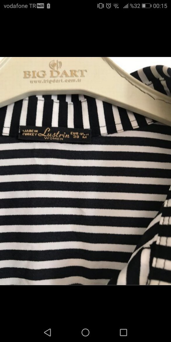 Düğmeli Çizgili Kadın Gömlek - Görsel 3