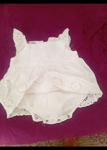 Beyaz Nakışlı Dantelli Bebek Elbisesi - Görsel 6