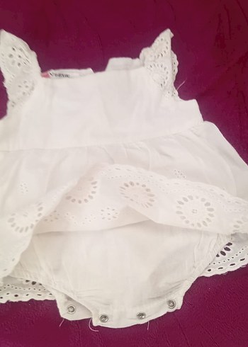 Beyaz Nakışlı Dantelli Bebek Elbisesi - Görsel 5