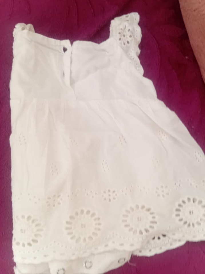 Beyaz Nakışlı Dantelli Bebek Elbisesi - Görsel 4
