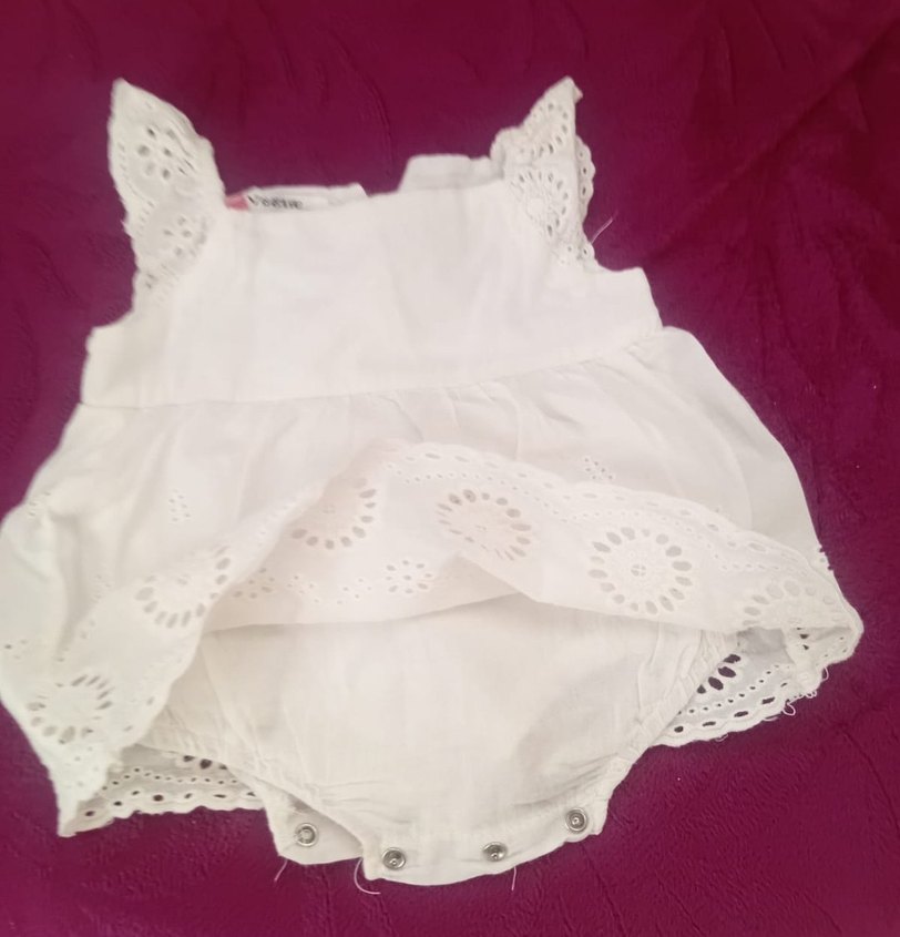 Beyaz Nakışlı Dantelli Bebek Elbisesi - Görsel 5