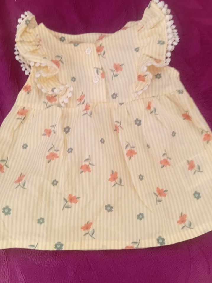 Kız Çocuk Sarı Çiçekli Fırfırlı Elbise - Görsel 3