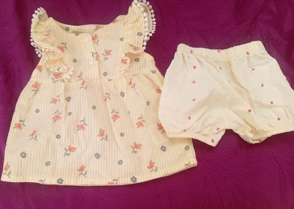 Kız Çocuk Sarı Çiçekli Fırfırlı Elbise - Görsel 4