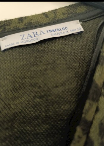 Uzun V Yaka Zebra Desenli Yeşil Elbise - Görsel 7