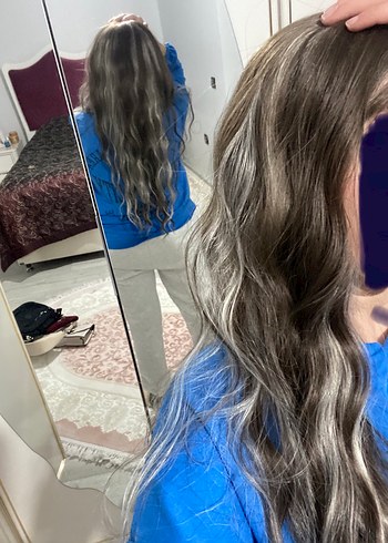 Bohem Gri kumral Saç Aksesuarı/Peruk - Görsel 4