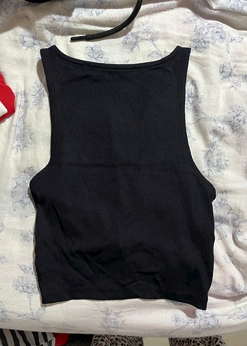 Siyah Kadın Kolsuz Crop Top - Görsel 2