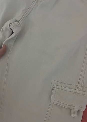 s Beden beyaz Renk Bershka elastik bel kargo straight jean