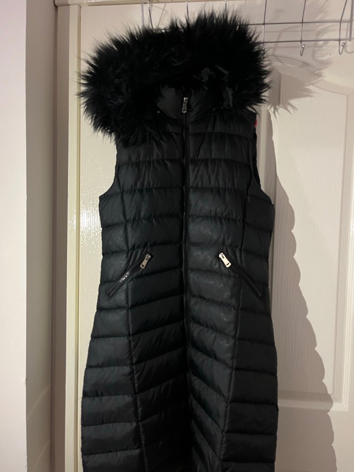 Kadın Siyah Kürklü Midi Yelek - Görsel 2