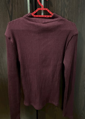 Bordo Yüksek Yaka Örgü Kadın Kazak - Görsel 3